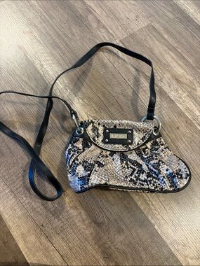Miche Snake -Print Crossbody Bag in Black and Cream